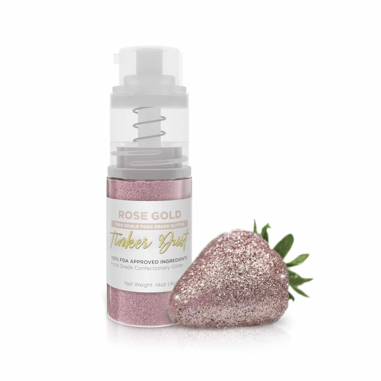Rose Gold Edible Glitter Spray - Edible Powder Dust Spray Glitter for Food,  Drinks, Strawberries, Muffins, Cake Decorating. FDA Compliant (4 Gram Pump)